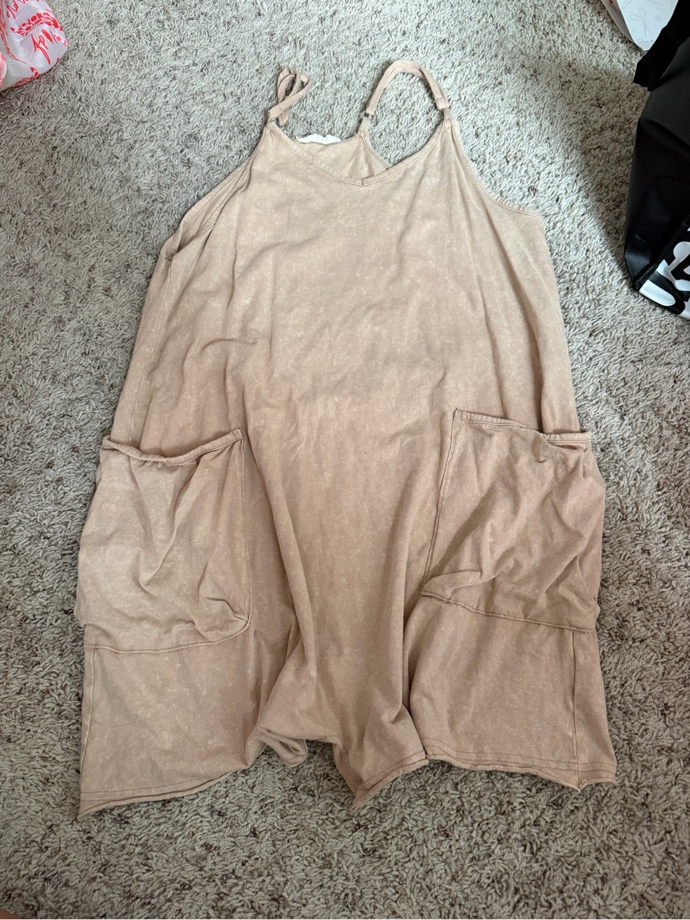 Light Taupe Pocketed Romper Jumpsuit